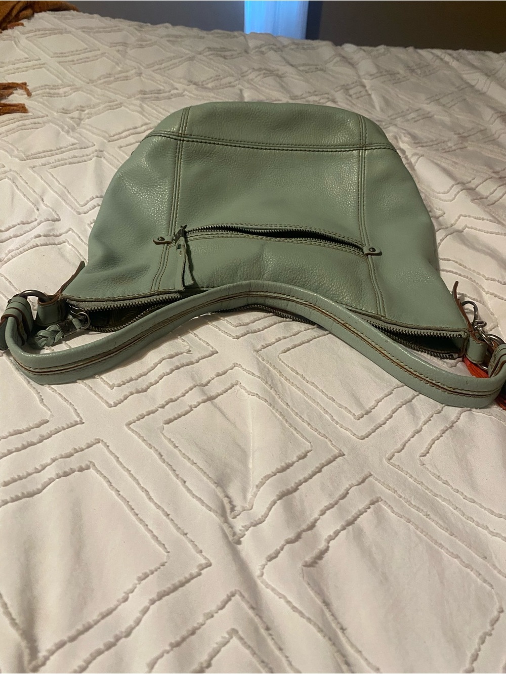 The Sak Mint Green Leather Shoulder Bag with Tassel Charm. - Picture 5 of 8